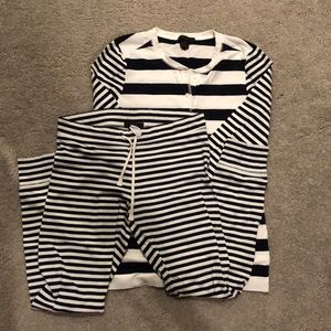 J.Crew Navy & White Striped Cotton PJ Set
